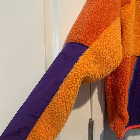 🔸NIKE ORANGE SHERPA FLEECE PULLOVER JACKET🔸 - Picture 5 of 9